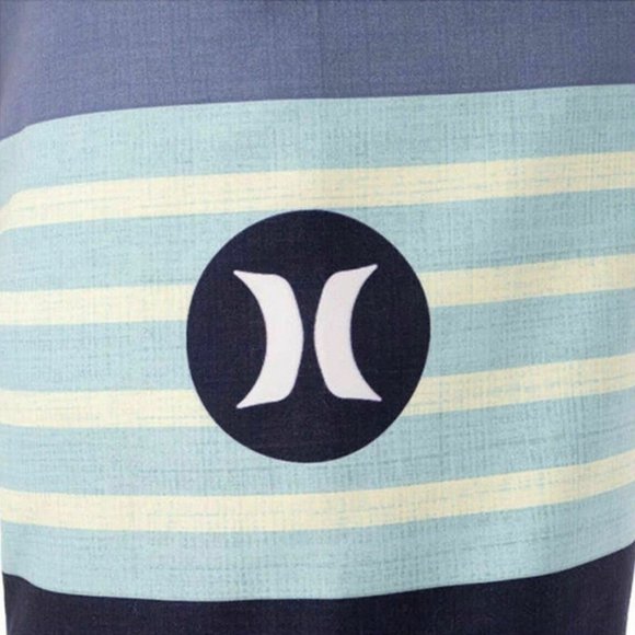 Hurley Kids' Boys' Youth Striped Logo Boardshorts  Navy Lime 18 - Picture 7 of 7